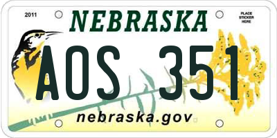 NE license plate AOS351