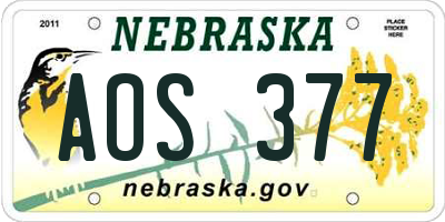 NE license plate AOS377