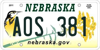 NE license plate AOS381