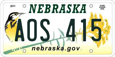 NE license plate AOS415