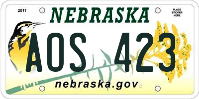 NE license plate AOS423