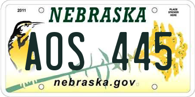 NE license plate AOS445