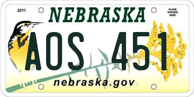 NE license plate AOS451
