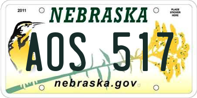 NE license plate AOS517