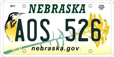 NE license plate AOS526