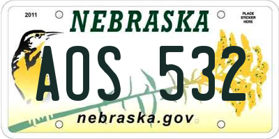 NE license plate AOS532