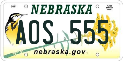 NE license plate AOS555