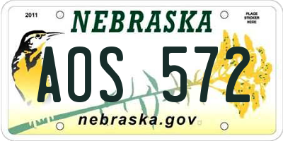 NE license plate AOS572