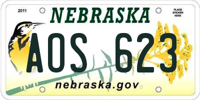 NE license plate AOS623