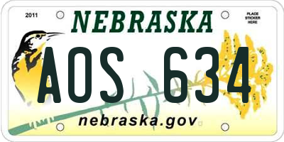 NE license plate AOS634