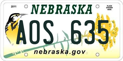 NE license plate AOS635