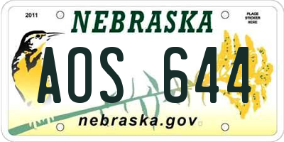 NE license plate AOS644