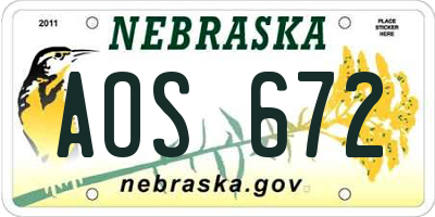 NE license plate AOS672