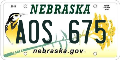 NE license plate AOS675
