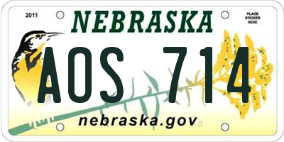 NE license plate AOS714