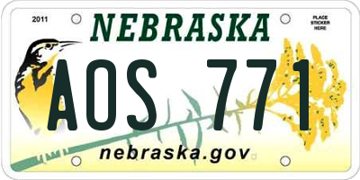 NE license plate AOS771
