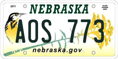 NE license plate AOS773