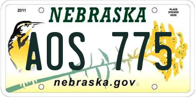 NE license plate AOS775
