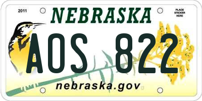 NE license plate AOS822