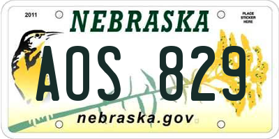 NE license plate AOS829