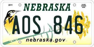 NE license plate AOS846