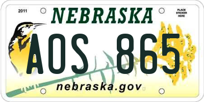 NE license plate AOS865