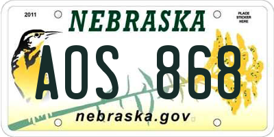 NE license plate AOS868