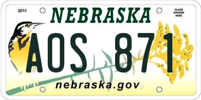 NE license plate AOS871