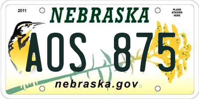 NE license plate AOS875