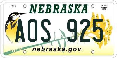 NE license plate AOS925