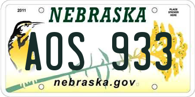 NE license plate AOS933