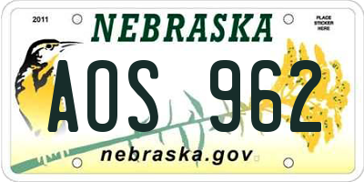 NE license plate AOS962