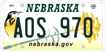 NE license plate AOS970