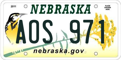 NE license plate AOS971