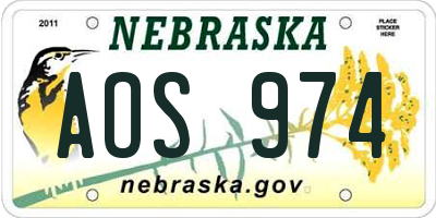 NE license plate AOS974