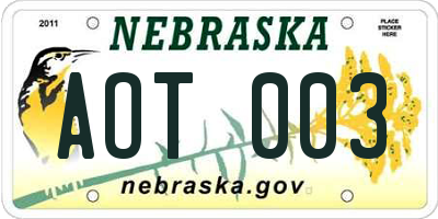 NE license plate AOT003