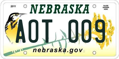 NE license plate AOT009