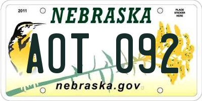 NE license plate AOT092
