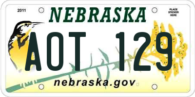 NE license plate AOT129