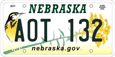 NE license plate AOT132