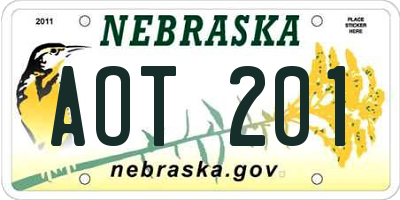 NE license plate AOT201