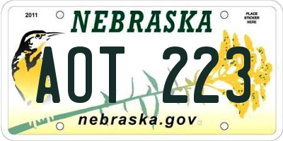 NE license plate AOT223