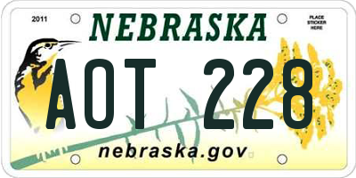 NE license plate AOT228