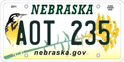 NE license plate AOT235