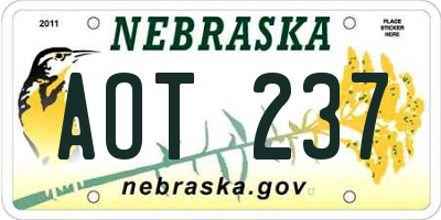 NE license plate AOT237