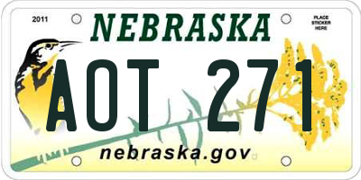 NE license plate AOT271