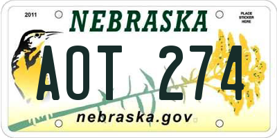 NE license plate AOT274