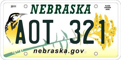 NE license plate AOT321