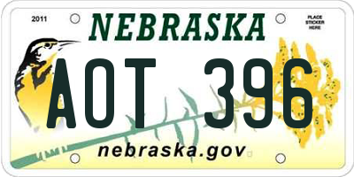 NE license plate AOT396