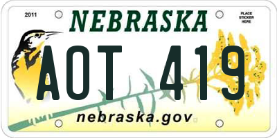 NE license plate AOT419